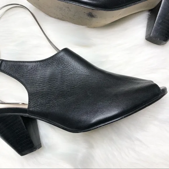 J JILL Leather Slingback Open Toe Heels Black Size 8