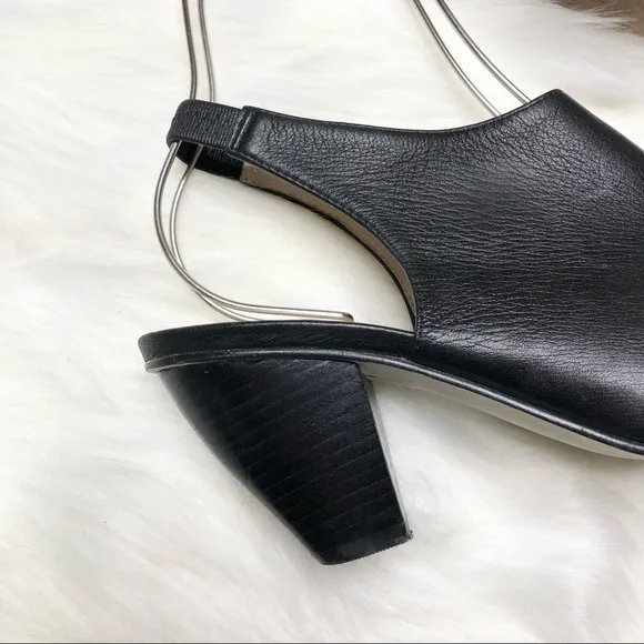J JILL Leather Slingback Open Toe Heels Black Size 8