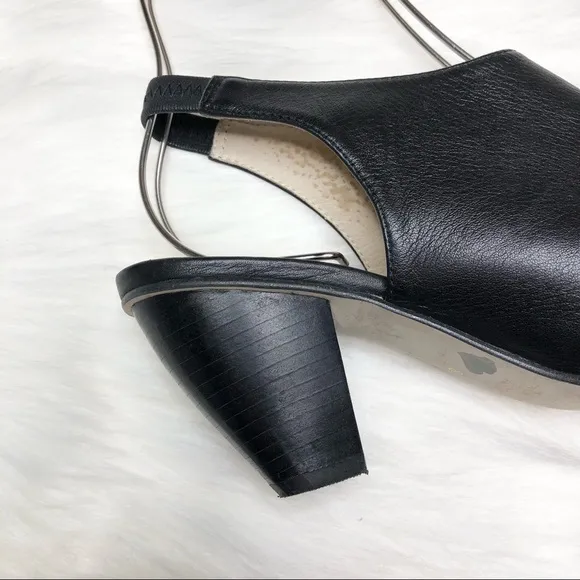 J JILL Leather Slingback Open Toe Heels Black Size 8
