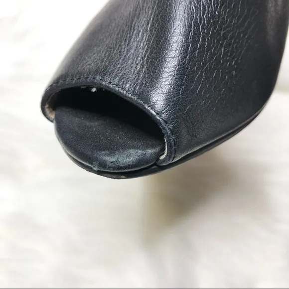J JILL Leather Slingback Open Toe Heels Black Size 8