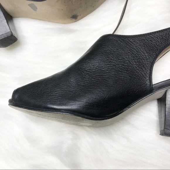 J JILL Leather Slingback Open Toe Heels Black Size 8