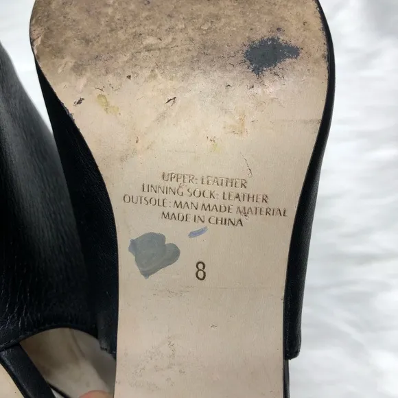 J JILL Leather Slingback Open Toe Heels Black Size 8