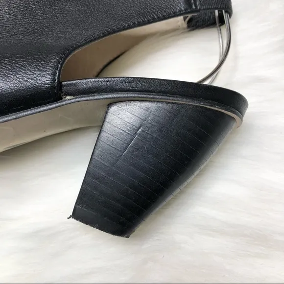 J JILL Leather Slingback Open Toe Heels Black Size 8