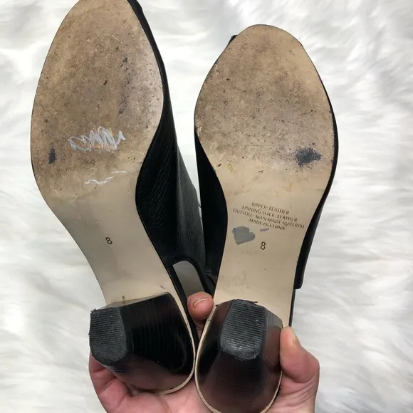 J JILL Leather Slingback Open Toe Heels Black Size 8