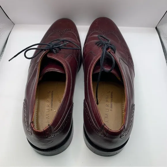 J. Murphy by JOHNSTON &amp; MURPHY Burgundy 12m Leather Cap Toe Oxfords