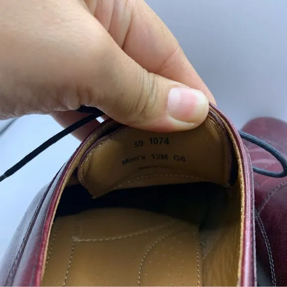 J. Murphy by JOHNSTON &amp; MURPHY Burgundy 12m Leather Cap Toe Oxfords