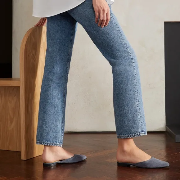 Jack Erwin Satin Paz mules Blue New with box Sz 10