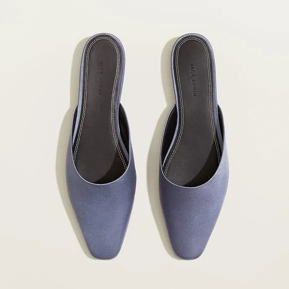 Jack Erwin Satin Paz mules Blue New with box Sz 10