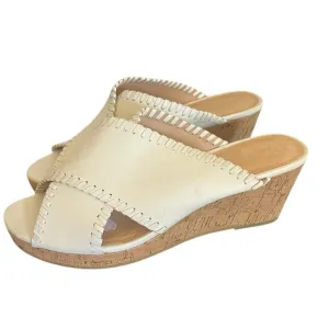 Jack Rodger’s NWOB women’s white leather slide mules with wedge heel  size 9.5