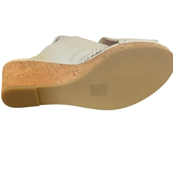 Jack Rodger’s NWOB women’s white leather slide mules with wedge heel  size 9.5