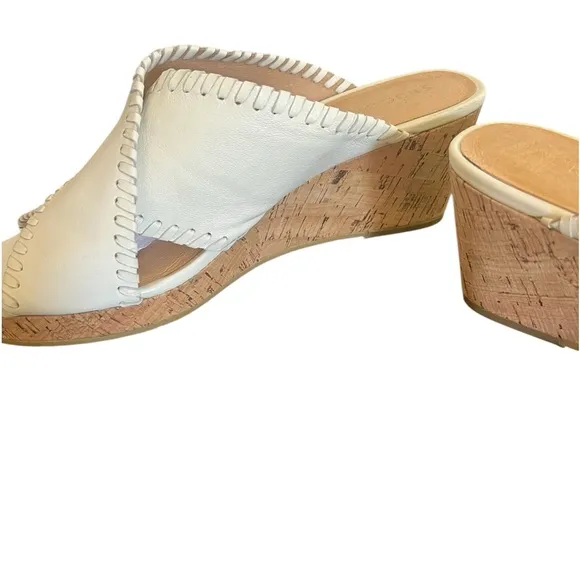 Jack Rodger’s NWOB women’s white leather slide mules with wedge heel  size 9.5