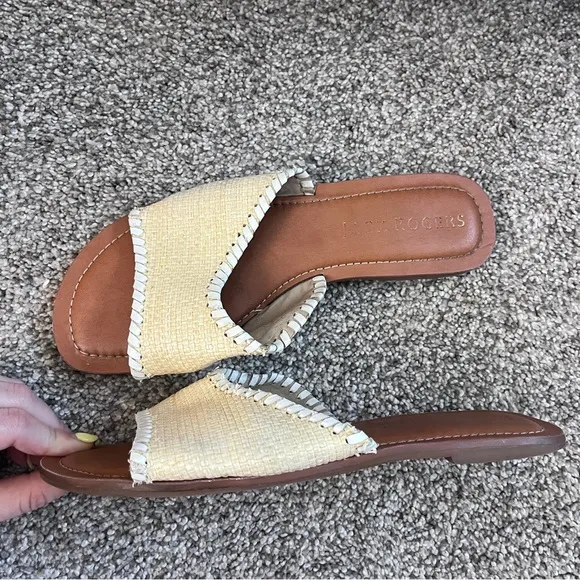Jack Rogers Scarlett Rattan Raffia Woven Slide