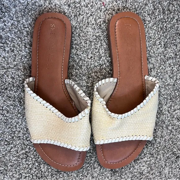 Jack Rogers Scarlett Rattan Raffia Woven Slide