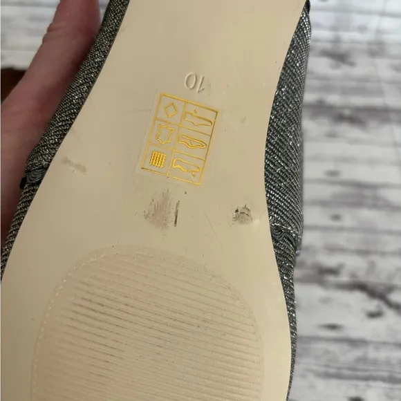 Jack Rogers Women's Silver Elle Flat Mules Slip on BOW Size 10
