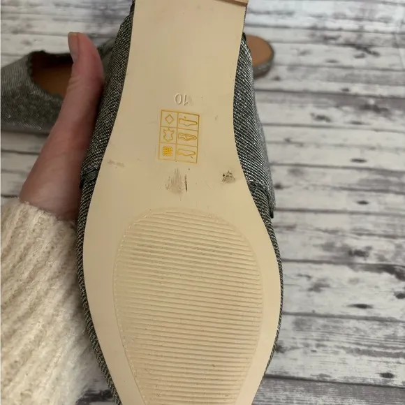 Jack Rogers Women's Silver Elle Flat Mules Slip on BOW Size 10