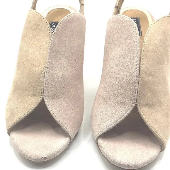 Jaggar Australia Got Your Back Nude Blush Suede Block Heels Sandal 39 8