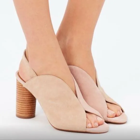 Jaggar Australia Got Your Back Nude Blush Suede Block Heels Sandal 39 8