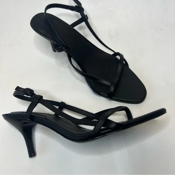 Jaggar The Label Black Harness Slingback Kitten Heels