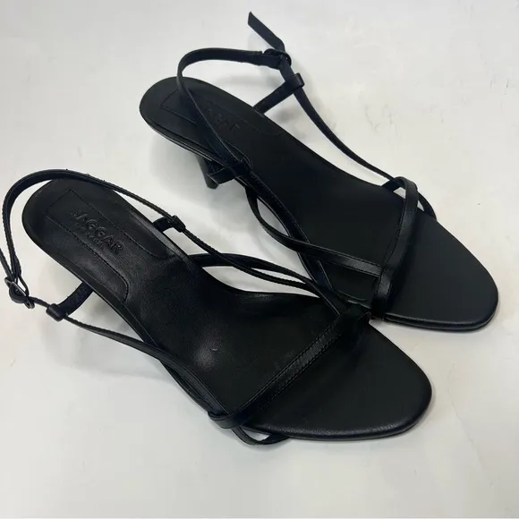 Jaggar The Label Black Harness Slingback Kitten Heels