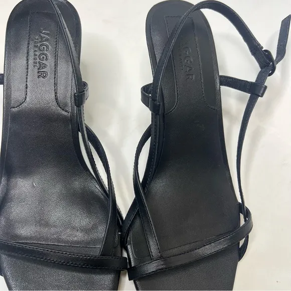 Jaggar The Label Black Harness Slingback Kitten Heels