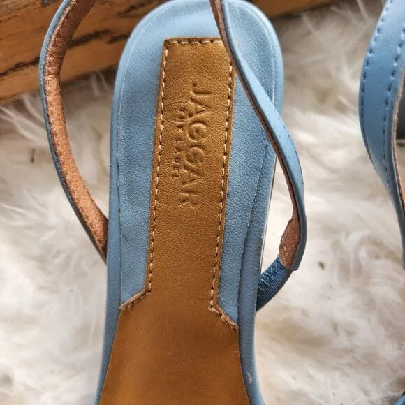 Jaggar the label blue slingback leather heels