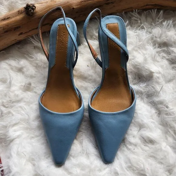 Jaggar the label blue slingback leather heels