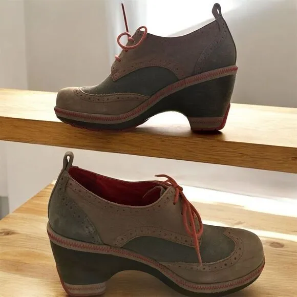Jambu Dutch Designs Seattle Brown Tan Lace Clog Nubuck Leather Suede Memory