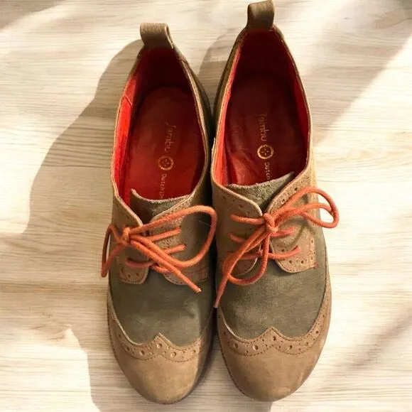 Jambu Dutch Designs Seattle Brown Tan Lace Clog Nubuck Leather Suede Memory
