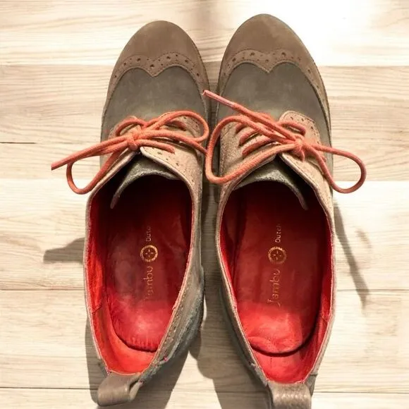Jambu Dutch Designs Seattle Brown Tan Lace Clog Nubuck Leather Suede Memory