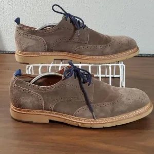 J &amp; M 1850 Pearce 27-1957 Gray &amp; Blue‎ Suede Wingtip Brogues Oxfords Size 11½