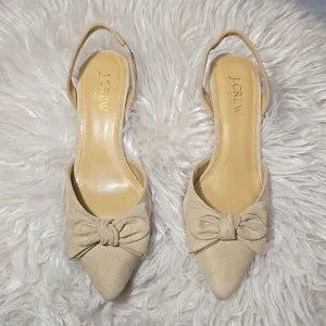 J.Crew $128 Bow Kitten sling back Heels in Sandstone Size 5 BW884