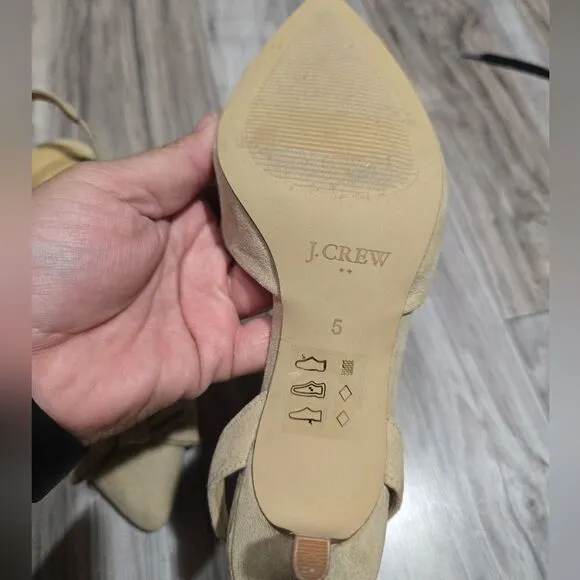 J.Crew $128 Bow Kitten sling back Heels in Sandstone Size 5 BW884