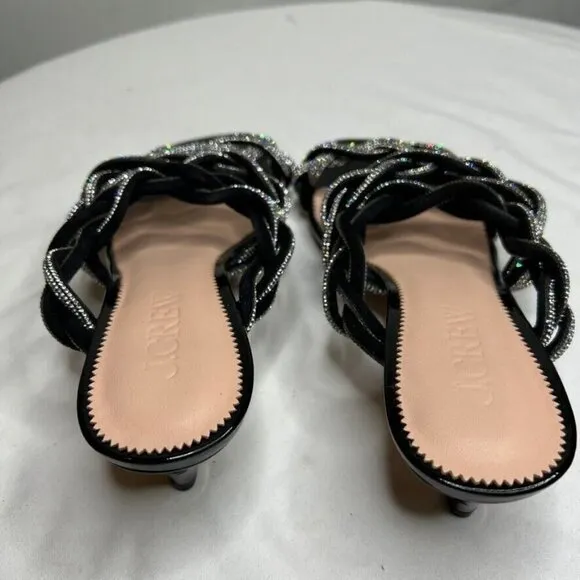 J.Crew $198 Zadie Strappy Kitten Heels with Crystals Size 6.5 BV719 Black
