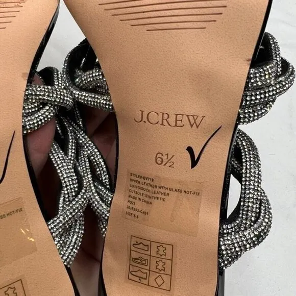 J.Crew $198 Zadie Strappy Kitten Heels with Crystals Size 6.5 BV719 Black