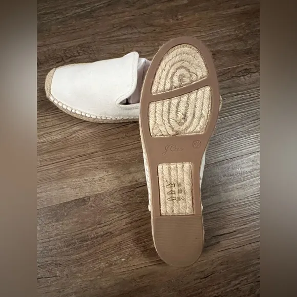 J.CREW Women's Canvas Espadrille Mules Shoes SZ 9.5 Ivory Spring Summer New‎
