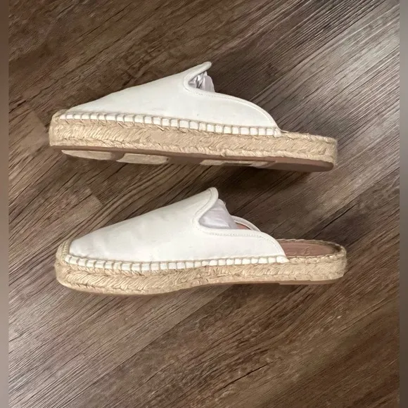 J.CREW Women's Canvas Espadrille Mules Shoes SZ 9.5 Ivory Spring Summer New‎