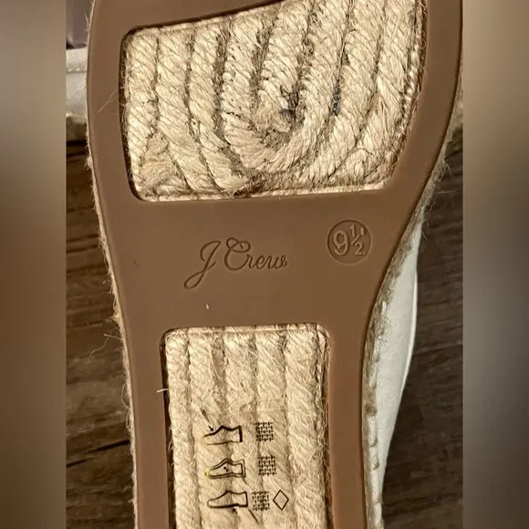 J.CREW Women's Canvas Espadrille Mules Shoes SZ 9.5 Ivory Spring Summer New‎