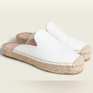J.CREW Women's Canvas Espadrille Mules Shoes SZ 9.5 Ivory Spring Summer New‎