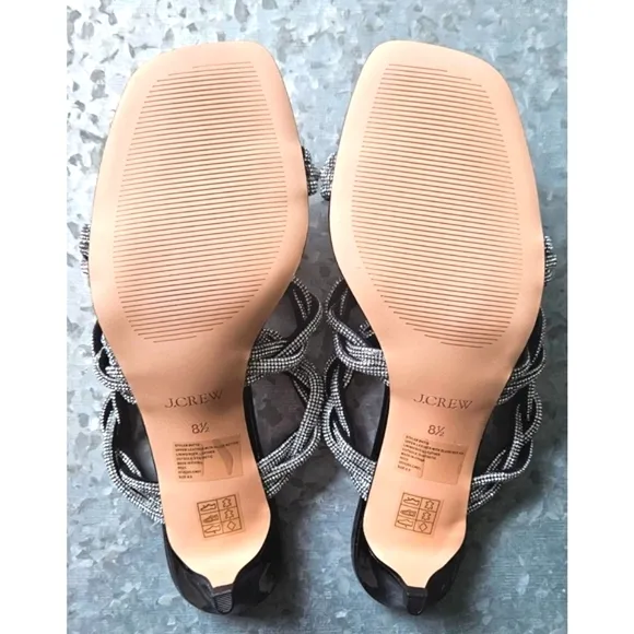 J.Crew Zadie strappy kitten heels with crystals