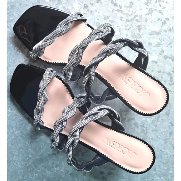 J.Crew Zadie strappy kitten heels with crystals