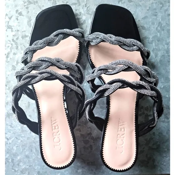 J.Crew Zadie strappy kitten heels with crystals