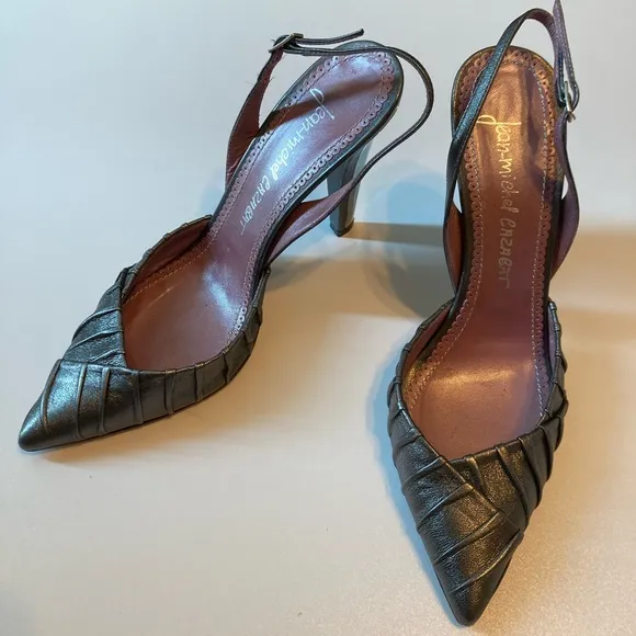 Jean-Michel Cazabat Pewter Slingback Pumps