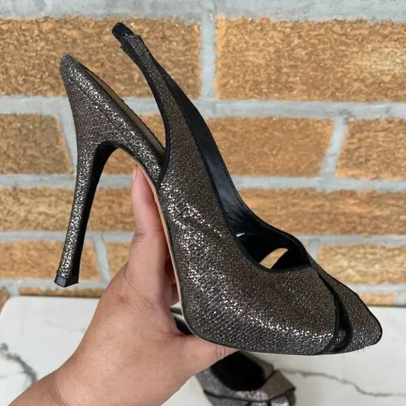 Jean Michel Cazabat Copper Sparkle Slingback Heels size 9.5
