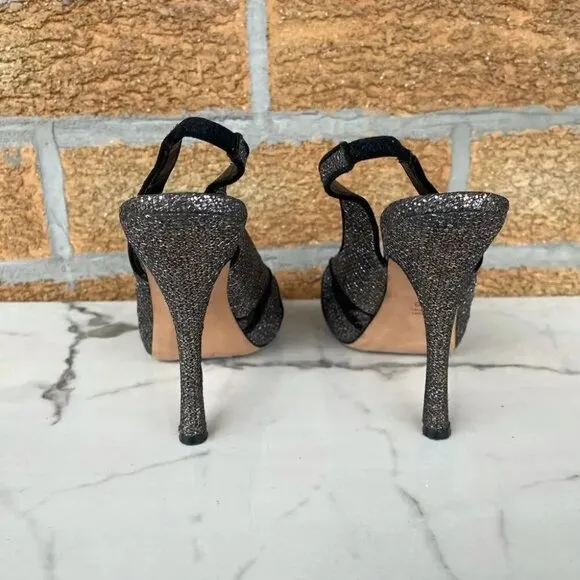 Jean Michel Cazabat Copper Sparkle Slingback Heels size 9.5