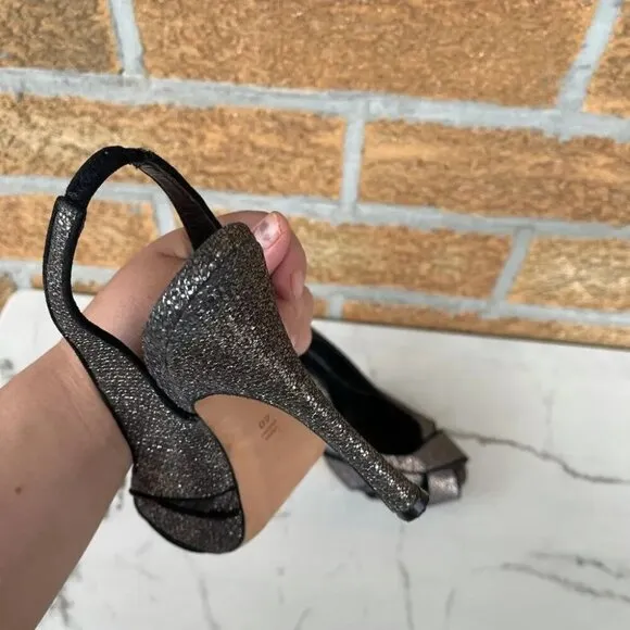 Jean Michel Cazabat Copper Sparkle Slingback Heels size 9.5