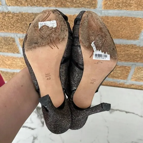 Jean Michel Cazabat Copper Sparkle Slingback Heels size 9.5