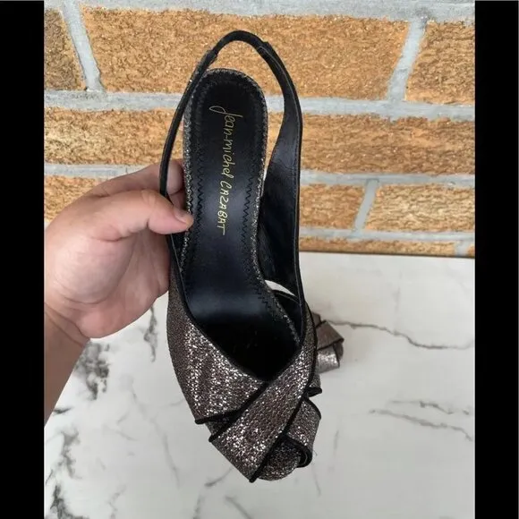 Jean Michel Cazabat Copper Sparkle Slingback Heels size 9.5