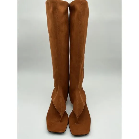 Jeffrey Campbell 'Alessia' Brown Suede Leather Thong Heels Size 10