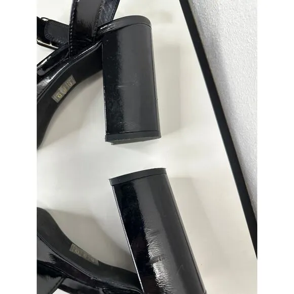 Jeffrey Campbell Amma Platform Slingback Black Sandal Chunky Heels 7.5