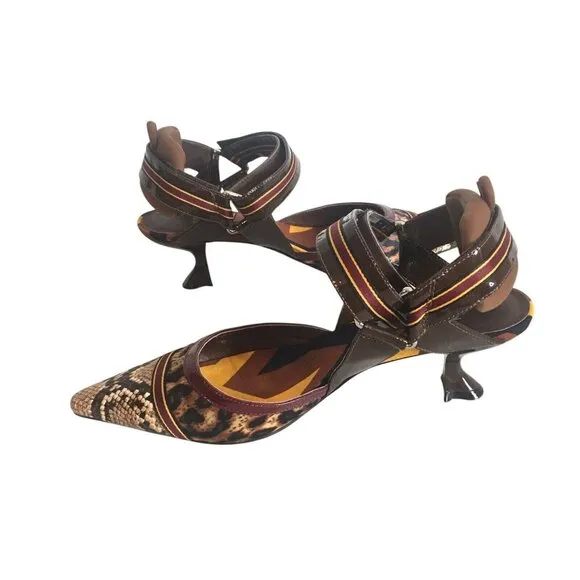 Jeffrey Campbell Atrophy 2 Beige Snake Cheetah Pointed Toe Low Heel Pumps Sz 8.5